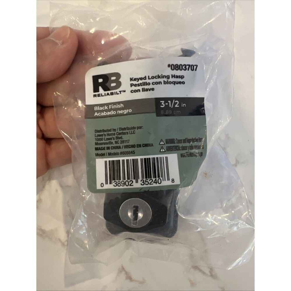 NEW Reliabilt Key Locking Safety Hasp  3-1/2" - 0803707 (Black)